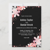 Elegante rustieke land Rozen zwart bloemenbruiloft Kaart (Voorkant)