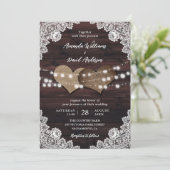 Elegante rustieke landelijke houten bruiloft kaart (Staand voorkant)