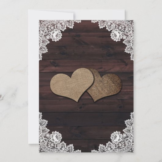 Elegante rustieke landelijke houten bruiloft kaart (Achterkant)