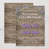 Elegante rustieke lavendel boho bruiloft uitnodigi kaart (Voorkant / Achterkant)