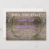 Elegante rustieke lavendel bruiloft save the date kaart (Voorkant)