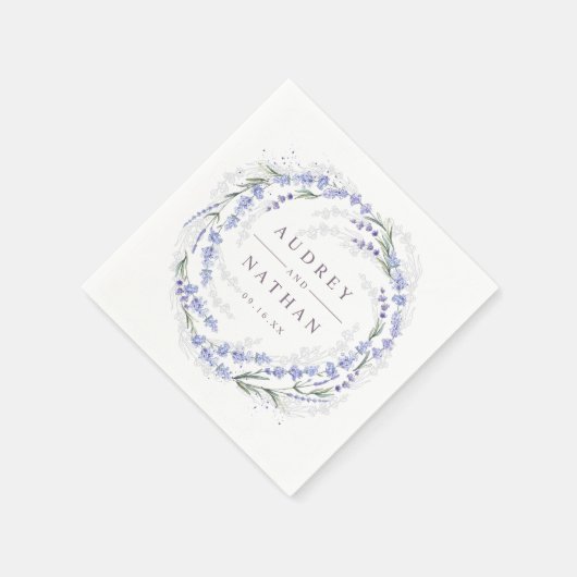Elegante rustieke lavendel krans bruiloft servet (Hoek)