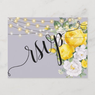 Elegante Rustieke lichten Gele Bloem RSVP Uitnodig Uitnodiging Briefkaart