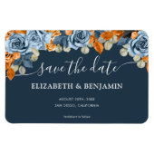 Elegante rustieke marine en roest bruiloft opslaan magneet (Horizontaal)