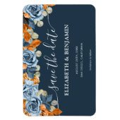 Elegante rustieke marine en roest bruiloft opslaan magneet (Verticaal)