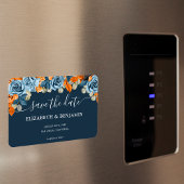 Elegante rustieke marine en roest bruiloft opslaan magneet