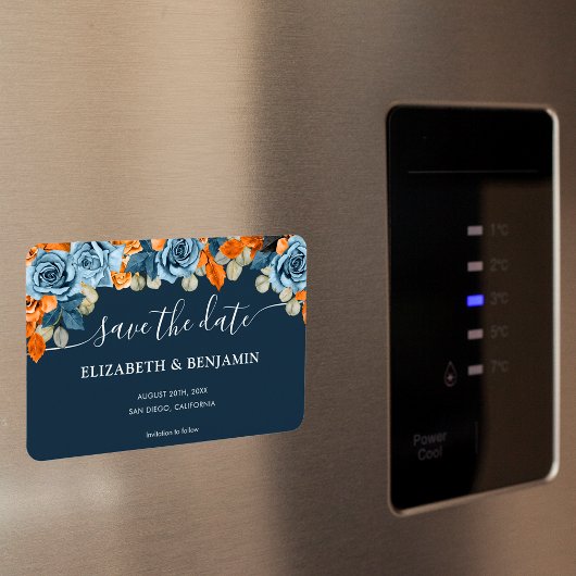 Elegante rustieke marine en roest bruiloft opslaan magneet