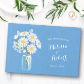 Elegante rustieke Mason Jar Daisies Bruiloft Blauw Gastenboek