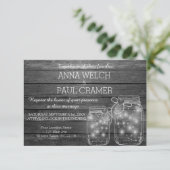 Elegante Rustieke Mason Jar Lights B & W Wedding K Kaart (Staand voorkant)