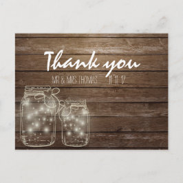 Elegante rustieke Mason Jar Lights Bedankt Briefka Briefkaart