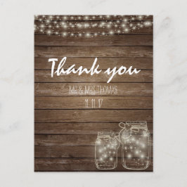 Elegante rustieke Mason Jar Lights Bedankt Briefka Briefkaart