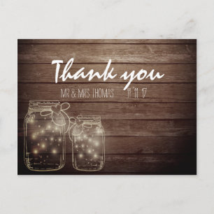 Elegante rustieke Mason Jar Lights Bedankt Briefka Briefkaart