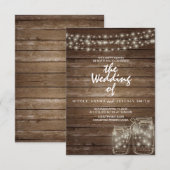 Elegante rustieke Mason Jar Lights bruiloft Kaart (Voorkant / Achterkant)