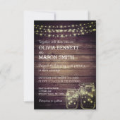 Elegante rustieke Mason Jar Lights bruiloft uitnod Kaart (Voorkant)
