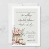Elegante Rustieke Mason Jar Rozen Country Wedding Kaart (Voorkant)