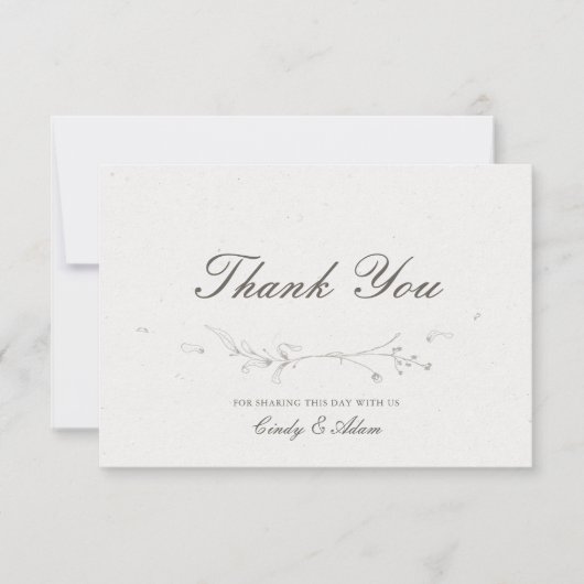 Elegante rustieke minimalistische botanische bruil bedankkaart (Voorkant)