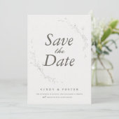 Elegante rustieke minimalistische botanische bruil save the date (Staand voorkant)