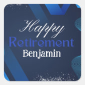 Elegante rustieke Moderne Blue&White Gelukkige Pen Vierkante Sticker (Voorkant)