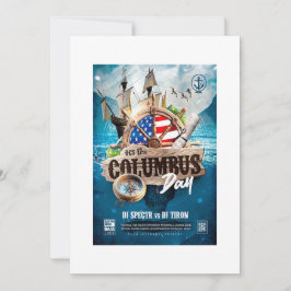 Elegante & Rustieke moderne Columbus Day uitnodigi Kaart