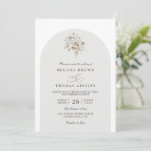 Elegante Rustieke Monogram Bloemencode QR Code Bru Kaart (Staand voorkant)