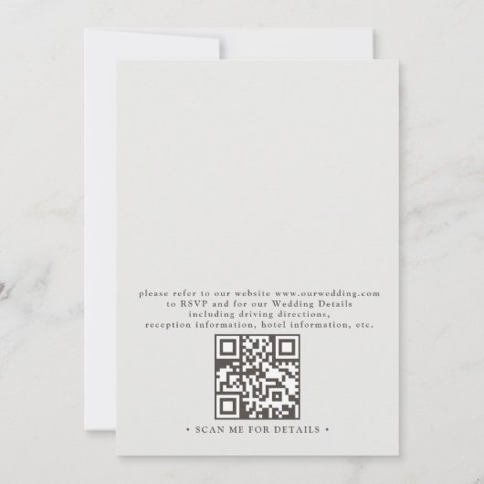 Elegante Rustieke Monogram Bloemencode QR Code Bru Kaart (Achterkant)