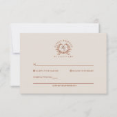 Elegante rustieke Monogram Crest Wedding RSVP Kaartje (Voorkant)