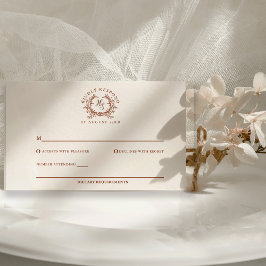 Elegante rustieke Monogram Crest Wedding RSVP Kaartje