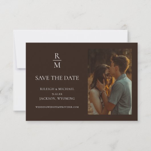 Elegante rustieke Monogram foto Save the Date (Voorkant)