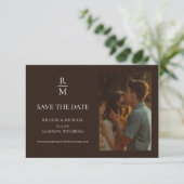 Elegante rustieke Monogram foto Save the Date (Staand voorkant)