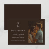 Elegante rustieke Monogram foto Save the Date (Voorkant / Achterkant)