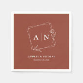 Elegante rustieke monogram terracotta roest bruilo servet (Voorkant)