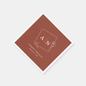 Elegante rustieke monogram terracotta roest bruilo servet (Hoek)