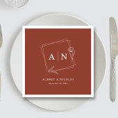 Elegante rustieke monogram terracotta roest bruilo servet