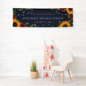 Elegante rustieke Navy Zonnebloem Roos Welkom Brui Spandoek (Insitu)