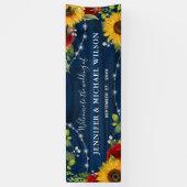 Elegante rustieke Navy Zonnebloem Roos Welkom Brui Spandoek (Verticaal)