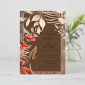 Elegante rustieke neutrale Boho bloemenbruiloft Kaart (Staand voorkant)