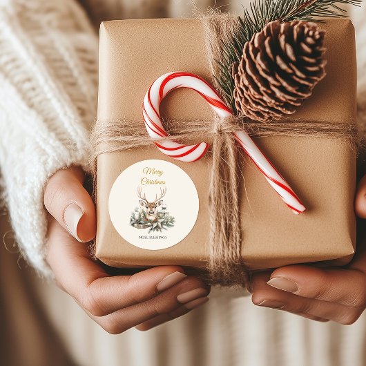 Elegante rustieke Noël Kerst stickers - Cadeauverp