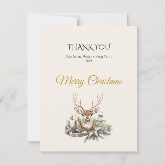 Elegante rustieke Noël Kerstbedankkaart Bedankkaart (Voorkant)