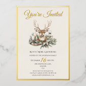 Elegante Rustieke Noël Kerstuitnodiging Folie kaar Uitnodiging (Voorkant)