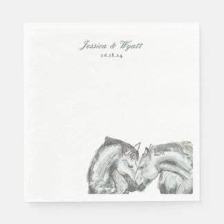 Elegante rustieke nuzzling paarden bruiloft servet