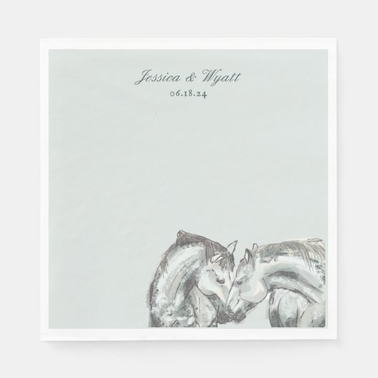 Elegante rustieke nuzzling paarden bruiloft servet (Voorkant)