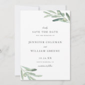 Elegante rustieke olijf Waterverf bruiloft Save The Date (Voorkant)