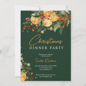 Elegante rustieke Oranje Pine Christmas Party Gree Kaart (Voorkant)