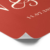 Elegante rustieke paar initialen bruiloft poster (Hoek)