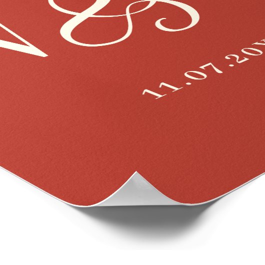 Elegante rustieke paar initialen bruiloft poster (Hoek)