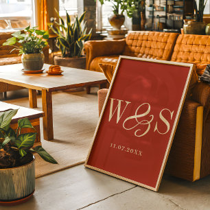 Elegante rustieke paar initialen bruiloft poster