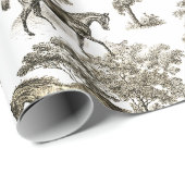 Elegante rustieke paarden Beige Toile Cadeaupapier (Rol Hoek)