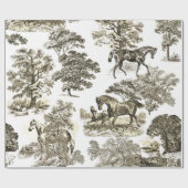 Elegante rustieke paarden Beige Toile Naadloos Cadeaupapier (Vlak)