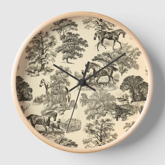 Elegante rustieke paarden Bomen Beige Tan Toile (Voorkant)