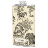 Elegante rustieke paarden Bomen Beige Tan Toile Heupfles (Links)